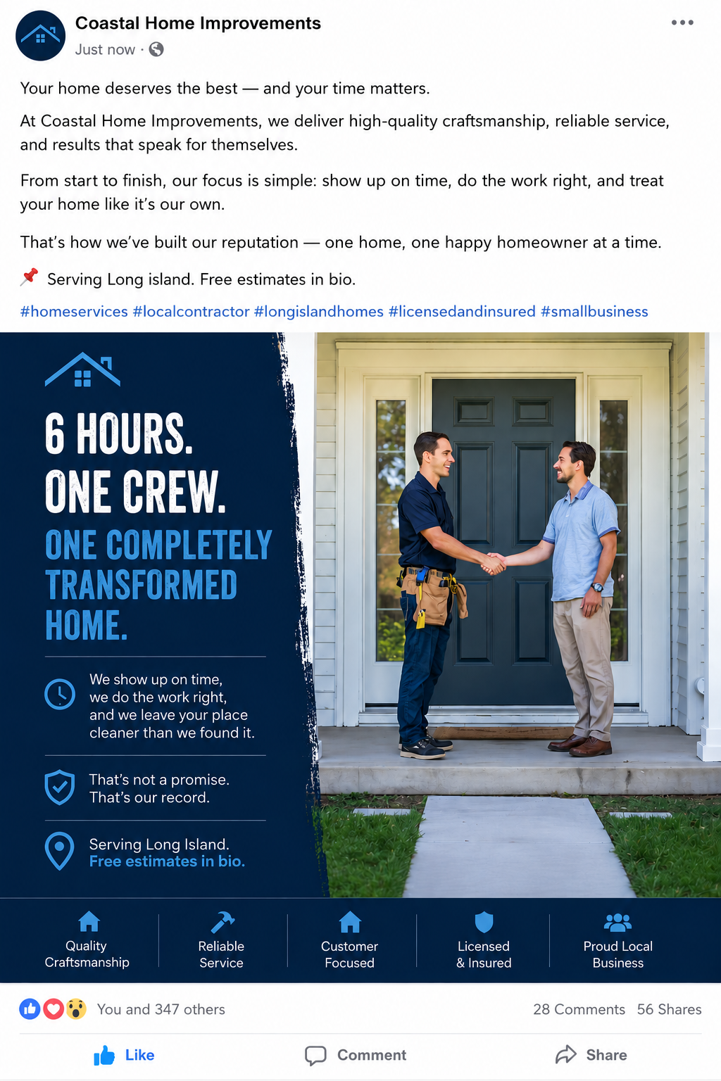 Home services Facebook post